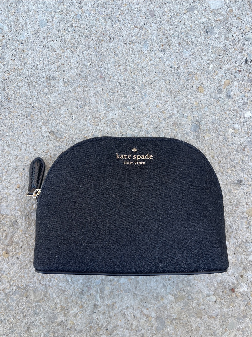 kate spade Black Dome Cosmetic Case with Gold Logo